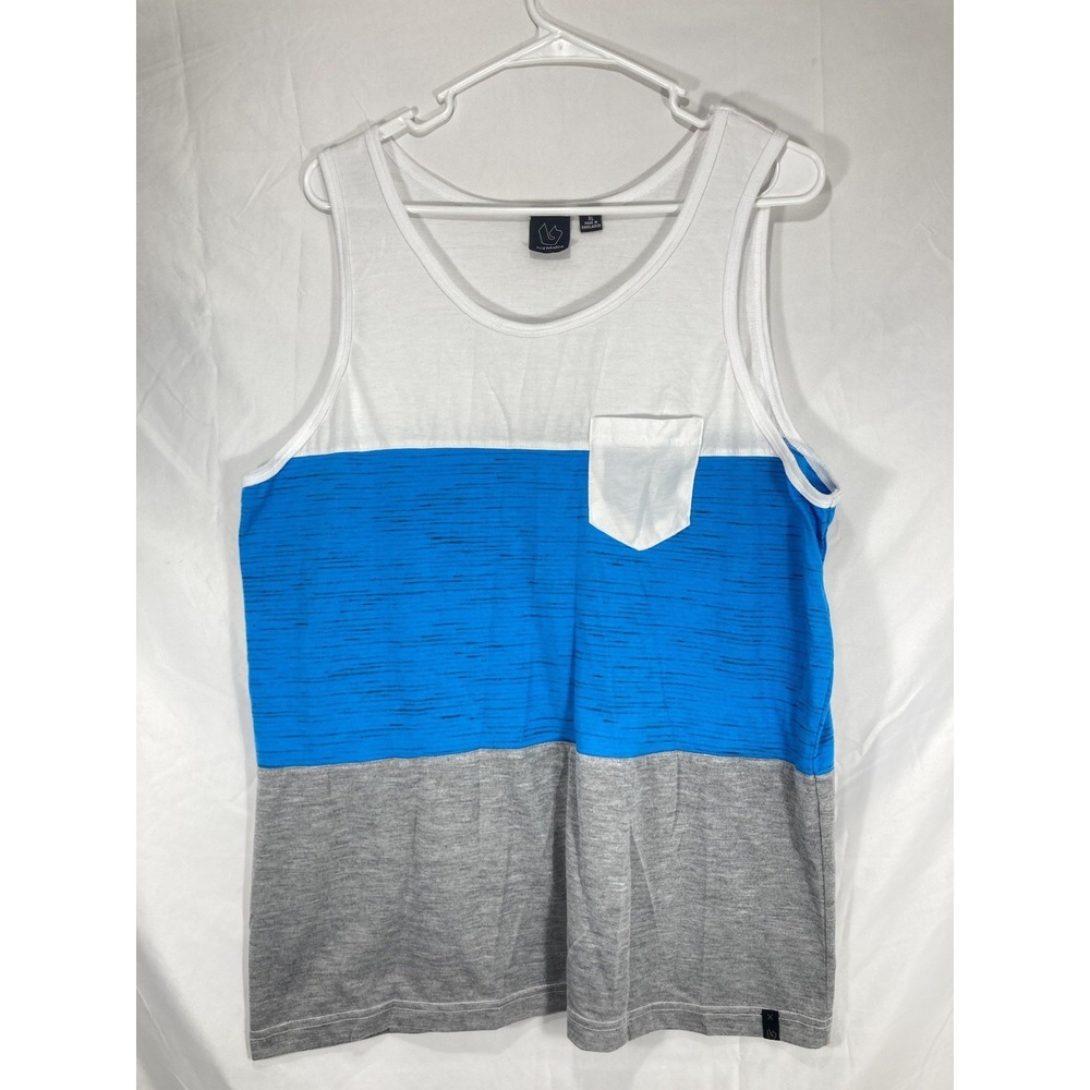 Burnside Pocket Tank Top White/Blue Gray Size XL Sleeveless Lightweight Shirt